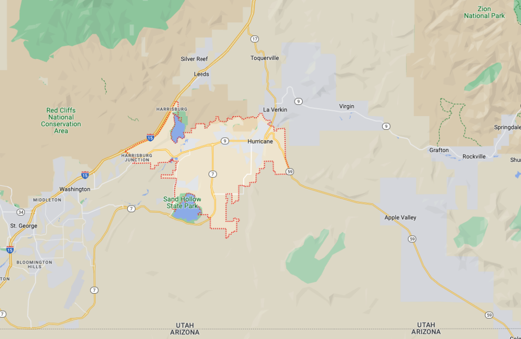 map of Hurricane, Utah